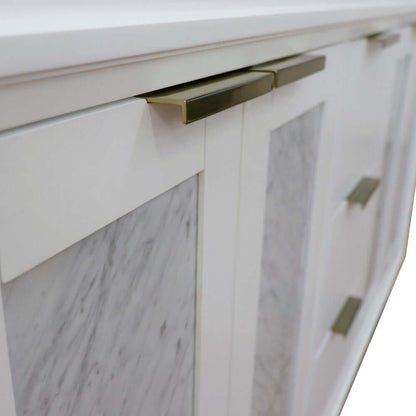 61" Double sink vanity in White finish with Black galaxy granite and oval sink - 400990-61D-WH-BGO