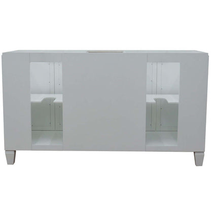 61" Double sink vanity in White finish with Black galaxy granite and round sink - 400990-61D-WH-BGRD