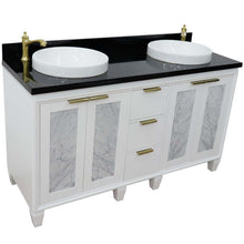 Load image into Gallery viewer, 61&quot; Double sink vanity in White finish with Black galaxy granite and round sink - 400990-61D-WH-BGRD