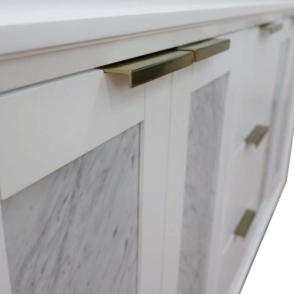 61" Double sink vanity in White finish with Black galaxy granite and rectangle sink - 400990-61D-WH-BGR