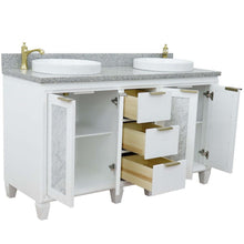 Load image into Gallery viewer, 61&quot; Double sink vanity in White finish with Gray granite and round sink - 400990-61D-WH-GYRD