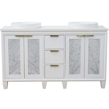 Load image into Gallery viewer, 61&quot; Double sink vanity in White finish with White quartz and round sink - 400990-61D-WH-WERD