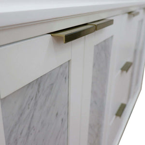 61" Double sink vanity in White finish with White Carrara marble and round sink - 400990-61D-WH-WMRD
