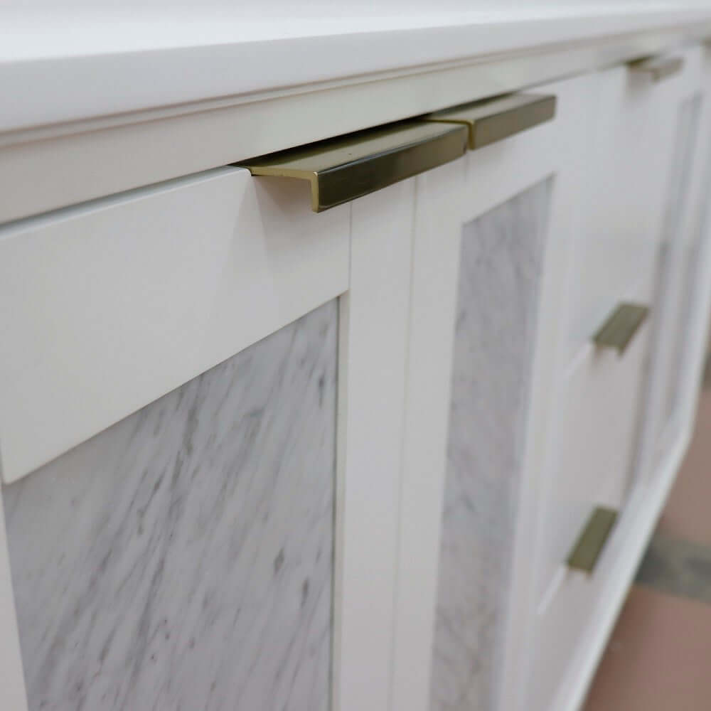 61" Double sink vanity in White finish with White Carrara marble and rectangle sink - 400990-61D-WH-WMR