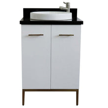 Load image into Gallery viewer, 25&quot; Single sink vanity in White finish with Black galaxy granite and round sink - 408001-25-WH-BGRD