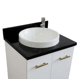 25" Single sink vanity in White finish with Black galaxy granite and round sink - 408001-25-WH-BGRD