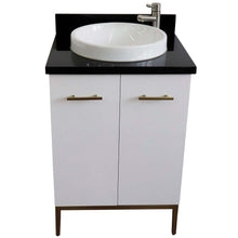 Load image into Gallery viewer, 25&quot; Single sink vanity in White finish with Black galaxy granite and round sink - 408001-25-WH-BGRD