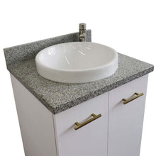 Load image into Gallery viewer, 25&quot; Single sink vanity in White finish with Gray granite and round sink - 408001-25-WH-GYRD