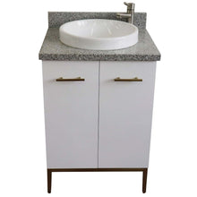 Load image into Gallery viewer, 25&quot; Single sink vanity in White finish with Gray granite and round sink - 408001-25-WH-GYRD
