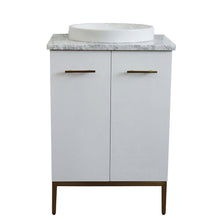 Load image into Gallery viewer, 25&quot; Single sink vanity in White finish with White Carrara marble and round sink - 408001-25-WH-WMRD