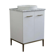 Load image into Gallery viewer, 25&quot; Single sink vanity in White finish with White Carrara marble and round sink - 408001-25-WH-WMRD