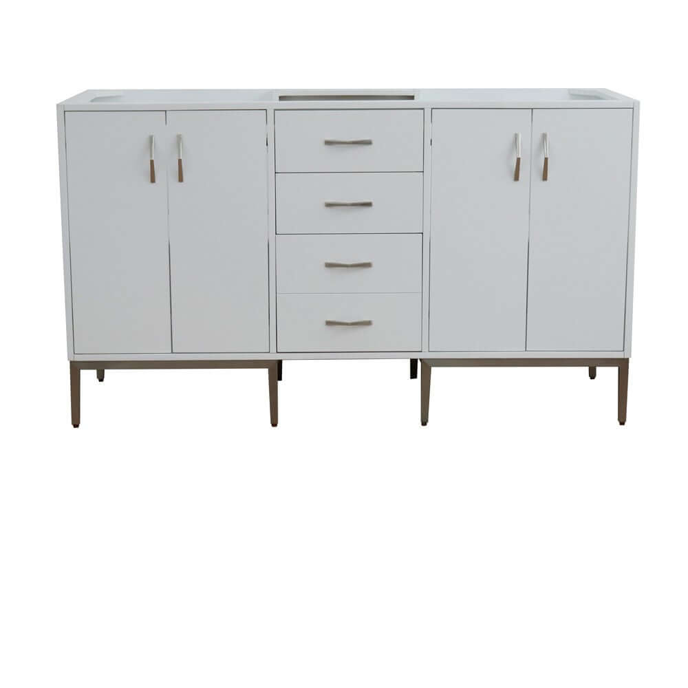 60" Double vanity in White finish - cabinet only - 408001-60D-WH