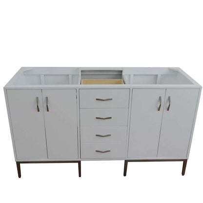 60" Double vanity in White finish - cabinet only - 408001-60D-WH