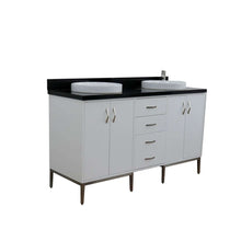 Load image into Gallery viewer, 61&quot; Double sink vanity in White finish with Black galaxy granite and round sink - 408001-61D-WH-BGRD