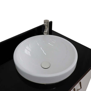 61" Double sink vanity in White finish with Black galaxy granite and round sink - 408001-61D-WH-BGRD