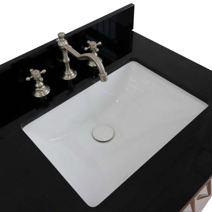 61" Double sink vanity in White finish with Black galaxy granite and rectangle sink - 408001-61D-WH-BGR