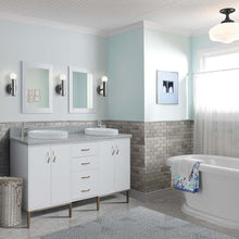Load image into Gallery viewer, 61&quot; Double sink vanity in White finish with Gray granite and round sink - 408001-61D-WH-GYRD