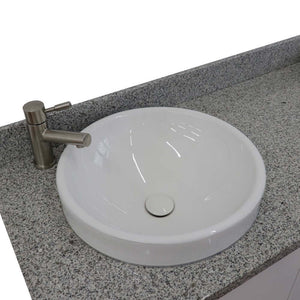 61" Double sink vanity in White finish with Gray granite and round sink - 408001-61D-WH-GYRD