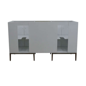 61" Double sink vanity in White finish with White quartz and round sink - 408001-61D-WH-WERD