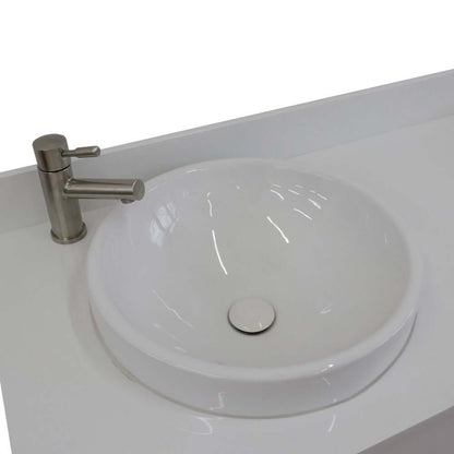 61" Double sink vanity in White finish with White quartz and round sink - 408001-61D-WH-WERD