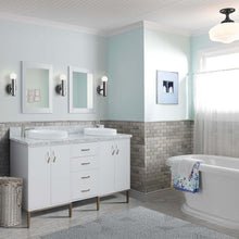 Load image into Gallery viewer, 61&quot; Double sink vanity in White finish with White Carrara marble and round sink - 408001-61D-WH-WMRD