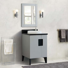 Load image into Gallery viewer, 25&quot; Single sink vanity in Light Gray finish with Black galaxy granite and round sink - 408800-25-LG-BGRD