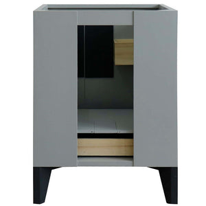 25" Single sink vanity in Light Gray finish with Black galaxy granite and round sink - 408800-25-LG-BGRD