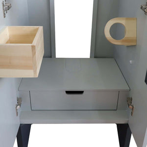 25" Single sink vanity in Light Gray finish with Black galaxy granite and round sink - 408800-25-LG-BGRD
