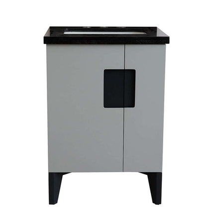 25" Single sink vanity in Light Gray finish with Black galaxy granite and rectangle sink - 408800-25-LG-BGR