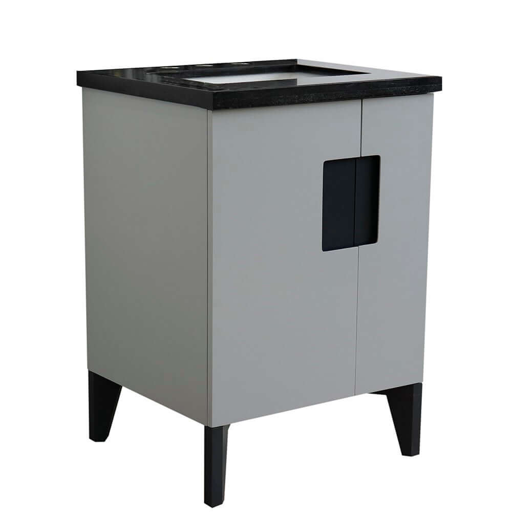 25" Single sink vanity in Light Gray finish with Black galaxy granite and rectangle sink - 408800-25-LG-BGR