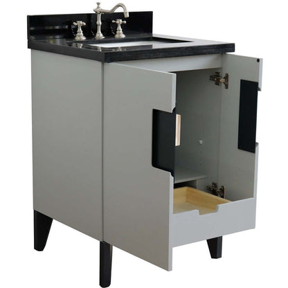 25" Single sink vanity in Light Gray finish with Black galaxy granite and rectangle sink - 408800-25-LG-BGR