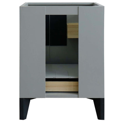 25" Single sink vanity in Light Gray finish with Black galaxy granite and rectangle sink - 408800-25-LG-BGR