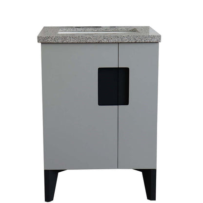 25" Single sink vanity in Light Gray finish with Gray granite and rectangle sink - 408800-25-LG-GYR