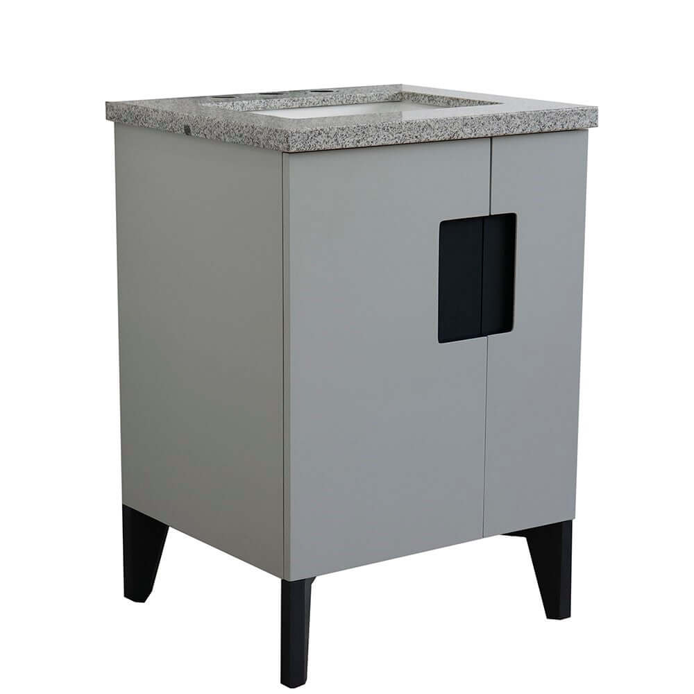 25" Single sink vanity in Light Gray finish with Gray granite and rectangle sink - 408800-25-LG-GYR