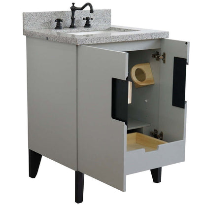 25" Single sink vanity in Light Gray finish with Gray granite and rectangle sink - 408800-25-LG-GYR