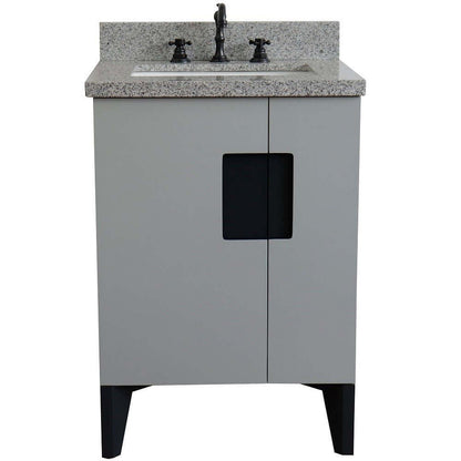 25" Single sink vanity in Light Gray finish with Gray granite and rectangle sink - 408800-25-LG-GYR