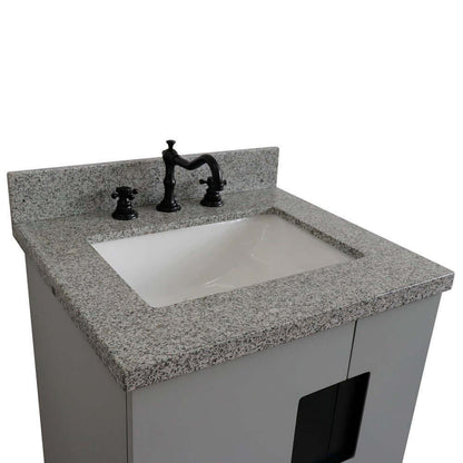 25" Single sink vanity in Light Gray finish with Gray granite and rectangle sink - 408800-25-LG-GYR