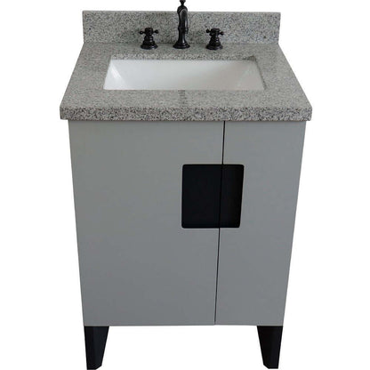 25" Single sink vanity in Light Gray finish with Gray granite and rectangle sink - 408800-25-LG-GYR