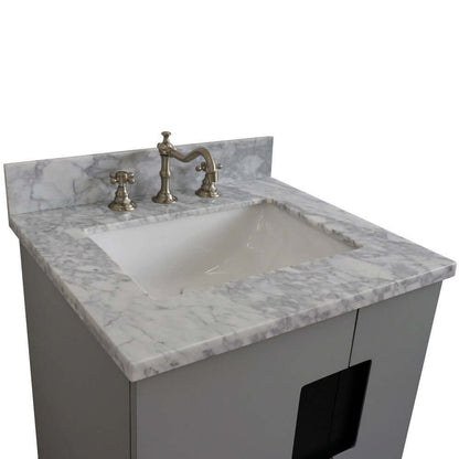 25" Single sink vanity in Light Gray finish with White Carrara marble and rectangle sink - 408800-25-LG-WMR