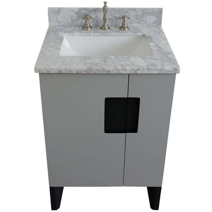 25" Single sink vanity in Light Gray finish with White Carrara marble and rectangle sink - 408800-25-LG-WMR