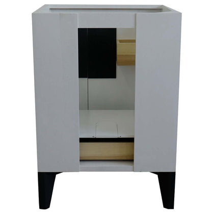 25" Single sink vanity in White finish with Black galaxy granite and oval sink - 408800-25-WH-BGO