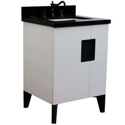 25" Single sink vanity in White finish with Black galaxy granite and rectangle sink - 408800-25-WH-BGR