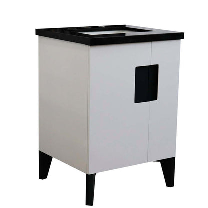 25" Single sink vanity in White finish with Black galaxy granite and rectangle sink - 408800-25-WH-BGR