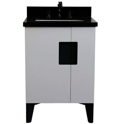 25" Single sink vanity in White finish with Black galaxy granite and rectangle sink - 408800-25-WH-BGR