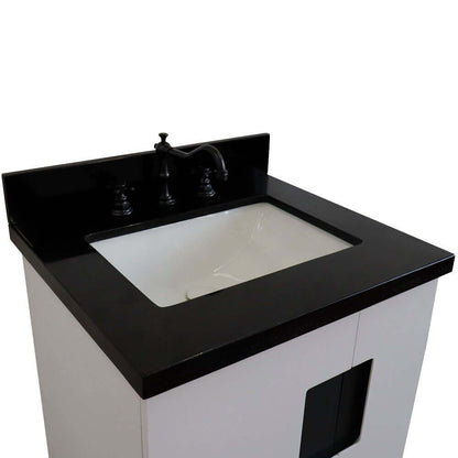 25" Single sink vanity in White finish with Black galaxy granite and rectangle sink - 408800-25-WH-BGR