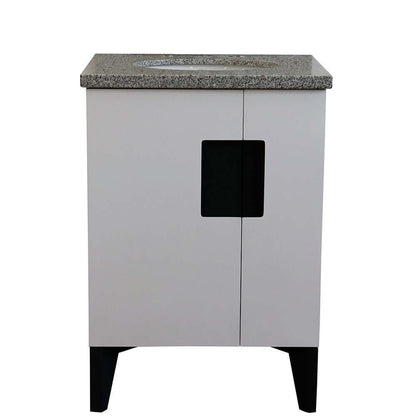 25" Single sink vanity in White finish with Gray granite and oval sink - 408800-25-WH-GYO