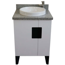 Load image into Gallery viewer, 25&quot; Single sink vanity in White finish with Gray granite and round sink - 408800-25-WH-GYRD