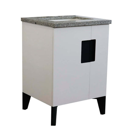 25" Single sink vanity in White finish with Gray granite and rectangle sink - 408800-25-WH-GYR