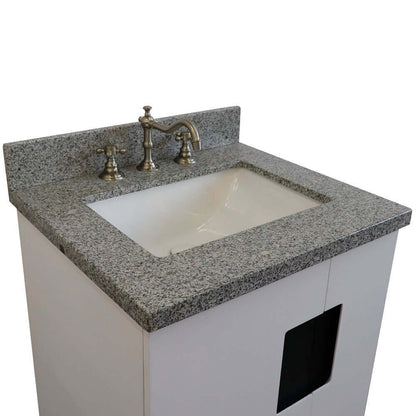 25" Single sink vanity in White finish with Gray granite and rectangle sink - 408800-25-WH-GYR