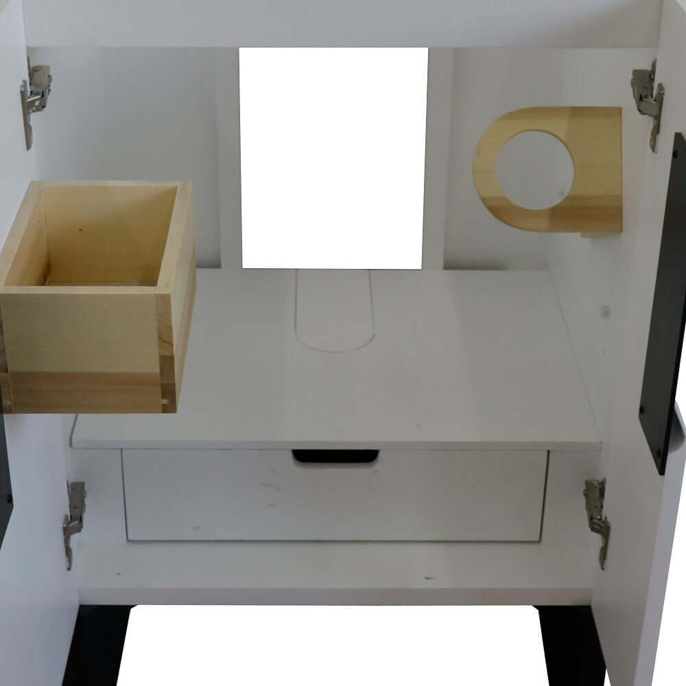 25" Single sink vanity in White finish with White quartz and rectangle sink - 408800-25-WH-WER